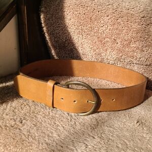 Tan Leather Belt S with Brass Buckle